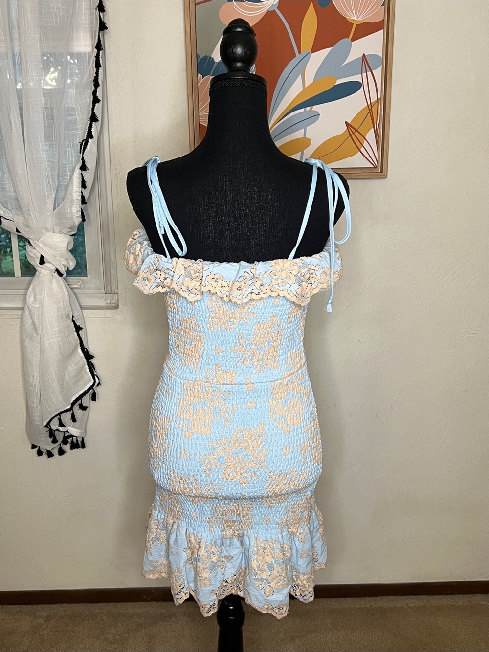 Storia Light Blue & Cream Lace Cocktail Dress Size S - Picture 4 of 8